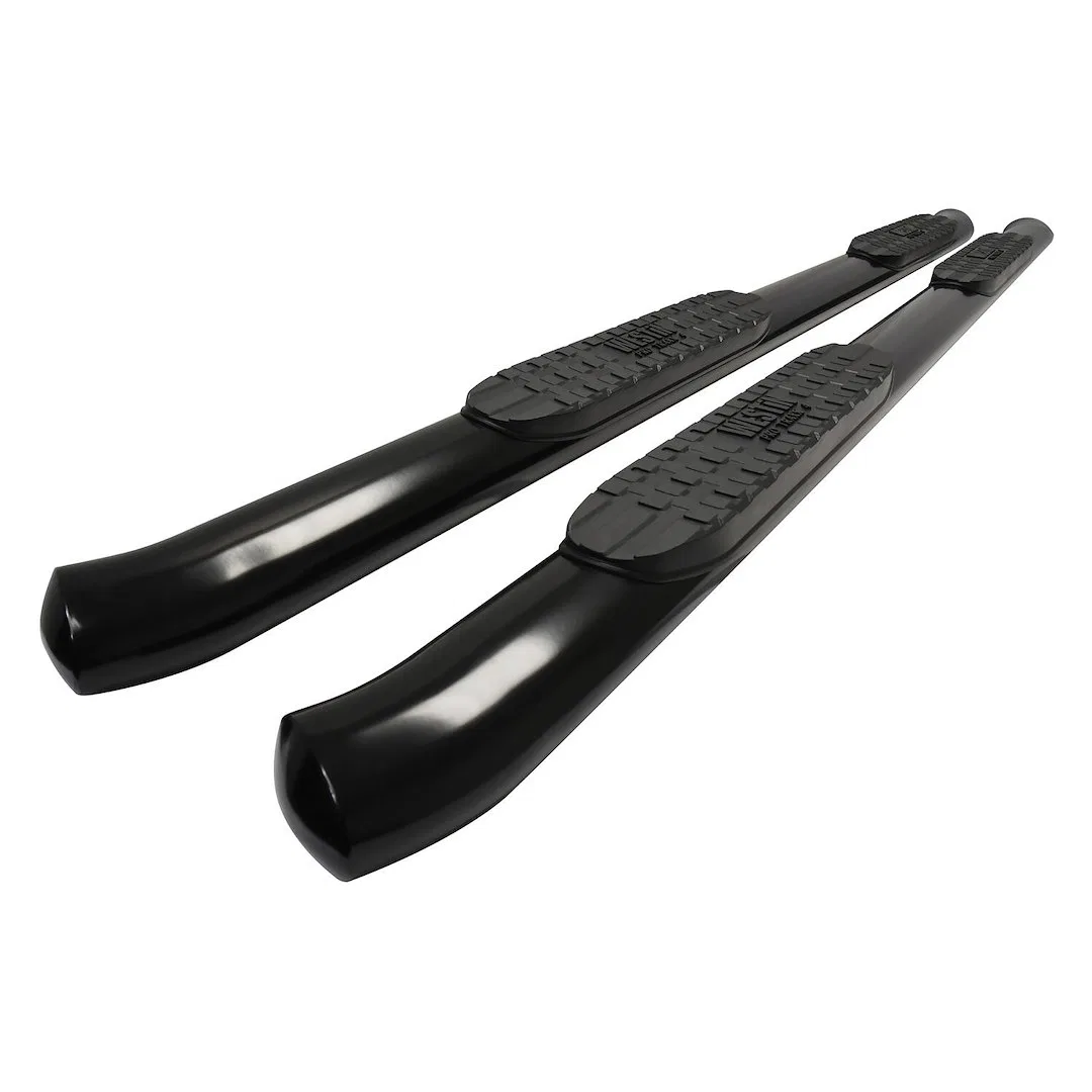 21-24235 – WESTIN Nerf Bar, With Step Pads 4 Inch Oval Bent Powder Coated Black Steel With Welded End Caps Rocker Pan...